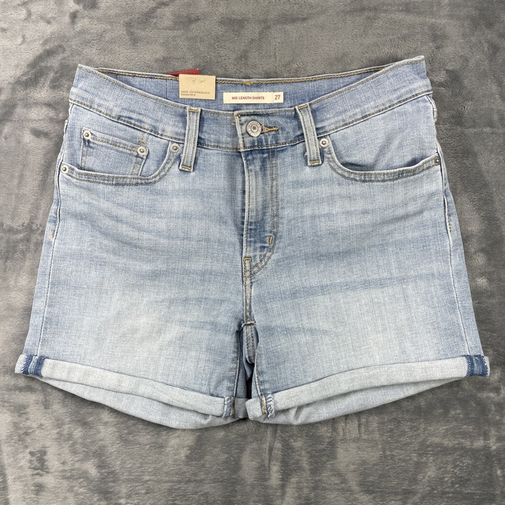 Levi's Shorts Womens 27 Light Wash Blue Denim Mid Length 5-Pocket Casual NWT